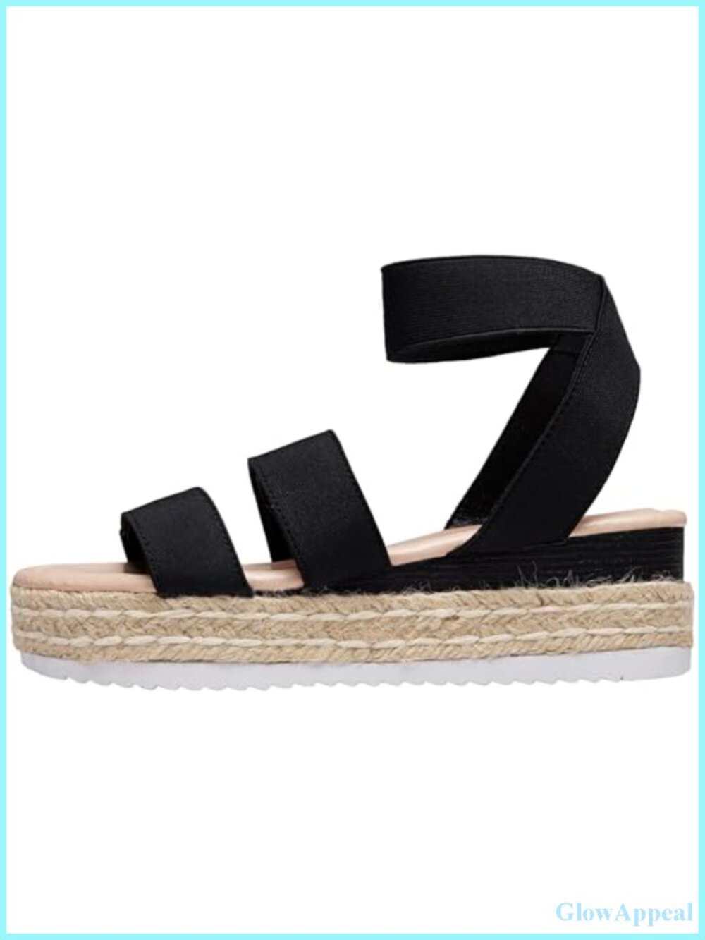 Platform Wedge Sandals Triple Elastic Strap Open Toe Memory Foam